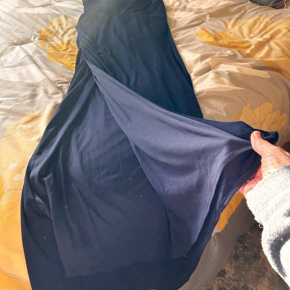 Navy blue MOB dress trimmed with sparkly stones. - Picture 6 of 8